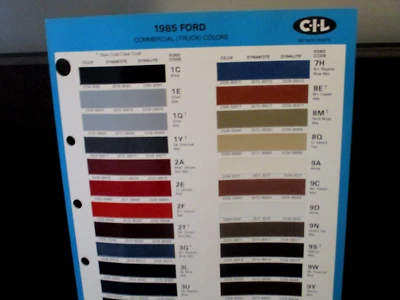 PAINT COLOUR REFERENCE FORD TRUCK 1985 SAMPLE PAINT CHIPS C-I-L - Image 1 of 2