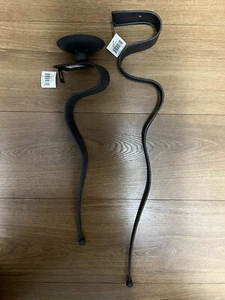 Vintage deadstock 90s Y2K black postmodern squiggle wall sconce candleholders - Picture 1 of 3