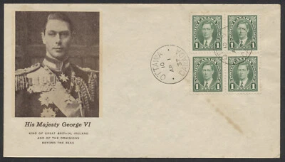 1937 #231 1c George VI Mufti FDC Block Hobby Cover Cachet Ottawa CDS - Image 1 of 2