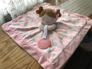 Boppy 14" lovey w plush doll & teether security blanket pink & gray polka dot - Picture 1 of 8