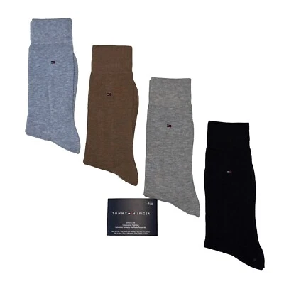 TOMMY HILFIGER 4 pares de calcetines de vestir para hombre azul/marrón/gris/negro Foto 1 de 4