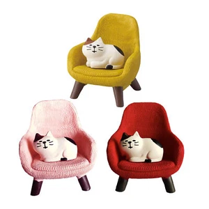 Cat Figurines Sculpture With Small Sofa Resin Desk Accessories Cute Cat Statue - Picture 1 of 18