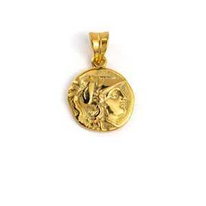 Colgante de monedas de Atenea de oro de 14 quilates Joyería griega antigua Diosa griega griega griega antigua - Imagen 1 de 4