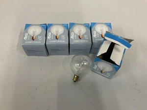 Set Of 5 Abco G•16 1/2 Complexion Clear Bulbs 15W 120V Candelabra Base - Picture 1 of 4