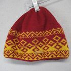 Starling Hat Cap Adult One Size Red Yellow Beanie Wool Blend Made In Poland Mens