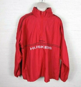 Vintage Nebraska University Windbreak Jacket Mens Size 2XL Red Oak Red Black - Picture 1 of 9
