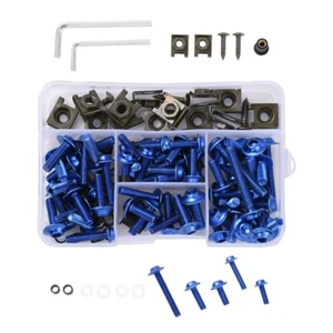 177pz Kit Bulloni Carenatura Moto M5/M6 Viti Chiusure Parabrezza Dado Blu - Foto 1 di 7