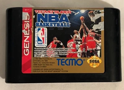 Tecmo Super NBA Basketball (Sega Genesis, 1993) - Cartridge Only  - Tested - Image 1 of 3