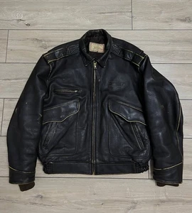 Vintage Rare Lee Trevor Men's Leather Jacket Motorcycle Insulated sz XL - Picture 1 of 11