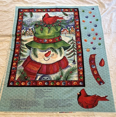 Springs Creative Debra Jordan Cotton wallhanging fabric panel Snowman 43" x 36" - Image 1 of 4