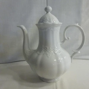 Cafetera/tetera blanca en relieve - Seltmann Weiden Baviera Alemania - EVC - Imagen 1 de 6