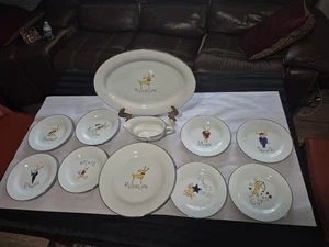 Pottery Barn Reindeer Christmas Dinnerware Set–11Pcs–Made in Japan Rudolph &Rein - Picture 1 of 11