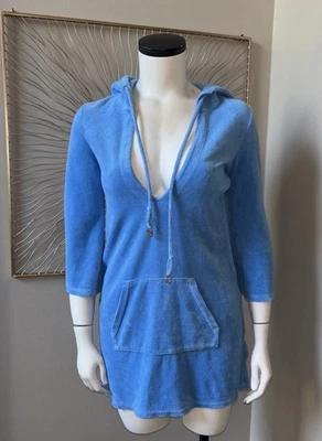 Mini Vestido Túnica Terrycloth Azul Juicy Couture De Colección Y2K Mangas Campana 3/4 S Foto 1 de 4