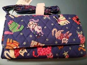 NWT! VERA BRADLEY WALLET CROSSBODY CATNIP CHRISTMAS - Picture 1 of 3