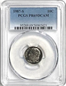 1987-S PCGS PR69DCAM Roosevelt Dime PROOF 10C - Picture 1 of 2