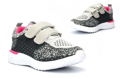 Girls Lightweight Trainers Girls Memory Foam Trainers Breathable Upper Grey Pink - Image 1 of 4