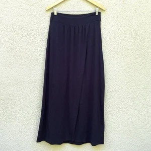 Athleta Skirt Sz M Black Maxi Wrap Pull On Pockets Stretch Cotton Spandex Flowy - Picture 1 of 14