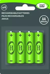 4x AA SOLAR LIGHT RECHARGEBLE BATTERIES by SMART GARDEN 600mAh GARDEN LIGHTS - Picture 1 of 1