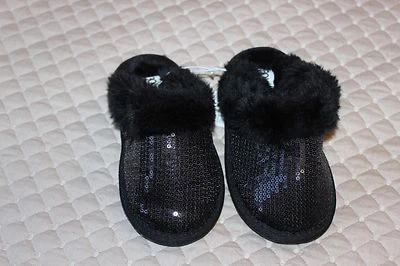 Zapatillas BNWTS Bongo NIÑAS VICKY de piel sintética y lentejuelas NEGRAS raspaduras Foto 1 de 2