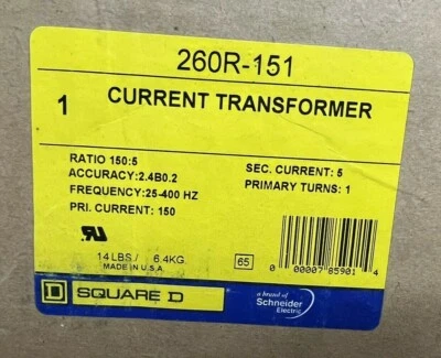 260R-151 Square D current Transformer Ratio 150:5 New - Image 1 of 2