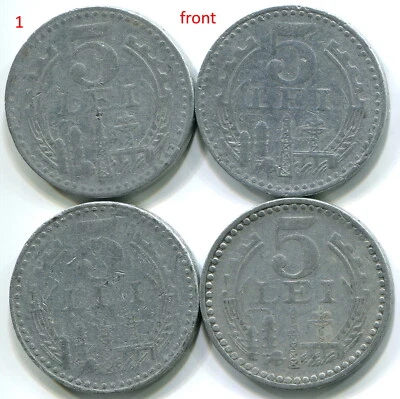 Romania 1978, 5 Lei KM#97, lot of 4 aluminum coins. C117 - Image 1 of 4