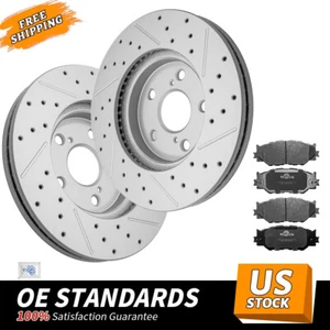 Rotores de freno delanteros ranurados perforados y pastillas de cerámica para Lexus IS250 2006-2015 - Imagen 1 de 6