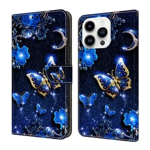 For Various Phone Magnetic Card Wallet Bag Case Flip Stand Cover Butterfly Purse - Picture 1 of 9