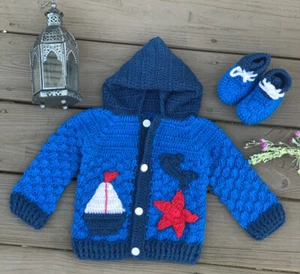 Natuical Newborn Baby Boys Girls Hooded Jacket Coat Sweater Winter Outerwear - Picture 1 of 5