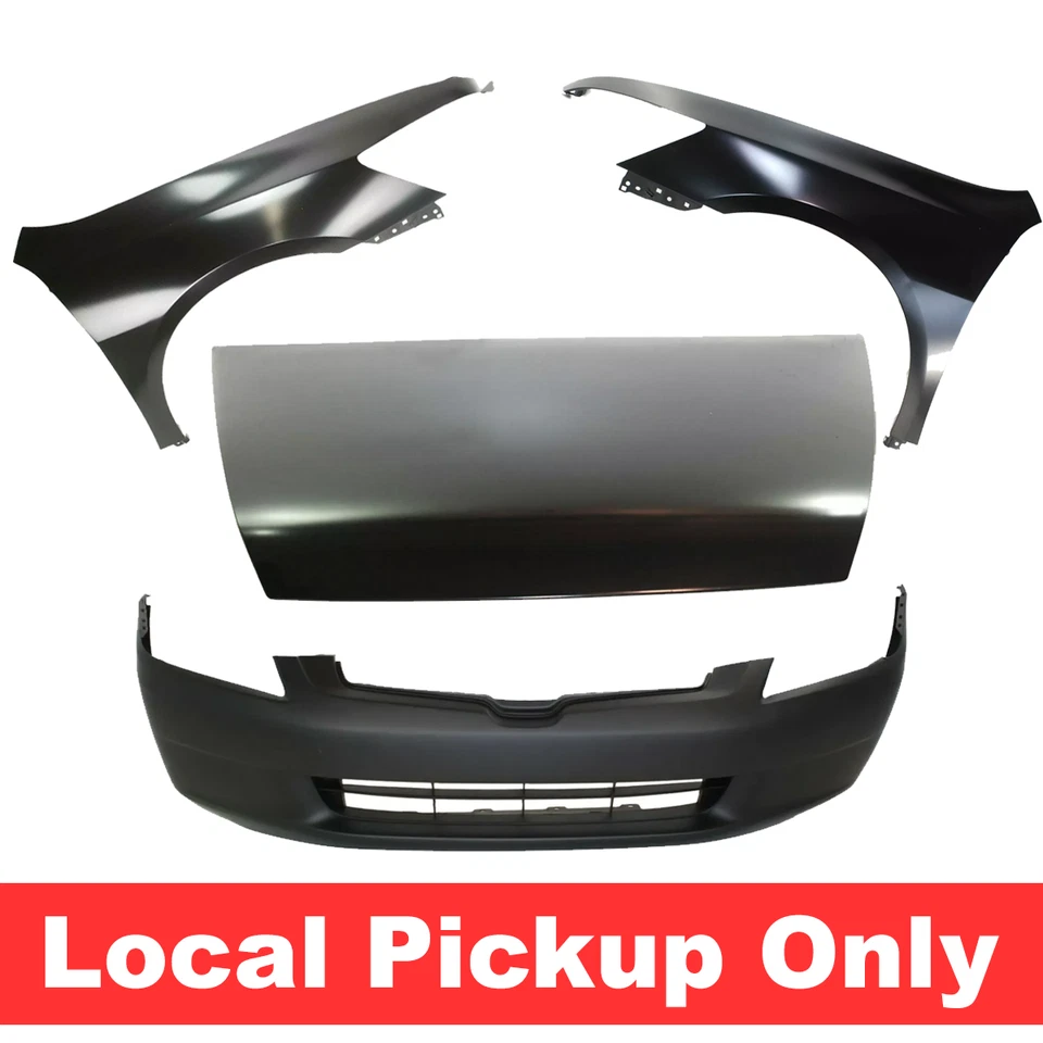 New Front Bumper Cover Hood & Fender Set Kit For 2003-2005 Honda Accord Sedan Foto 1 de 4
