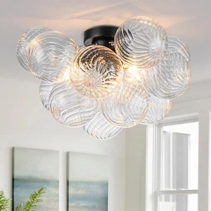 Semi Unterputz Deckenleuchte Schwarz Kronleuchter für Wohnzimmer Modern Klar... - Bild 1 von 8