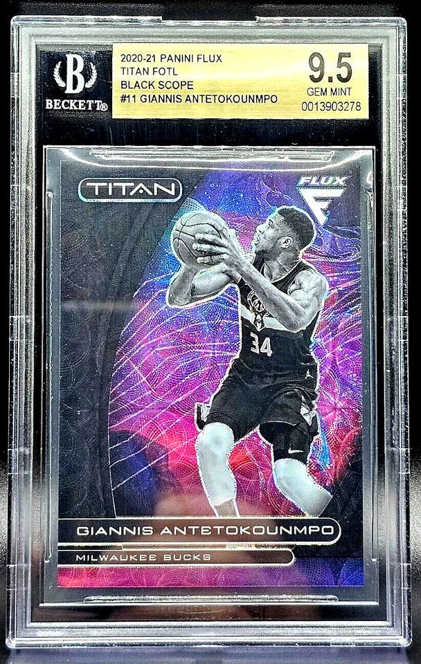 GIANNIS ANTETOKOUNMPO 20-21 FUNX FOTL TITAN MIRA NEGRA PRIZM SSP 7/8 BGS 9.5 Foto 1 de 4