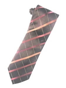 BCBG Attitude NWOT Brown w/Red/Orange Stripe Men's Hand Made Silk Tie - Picture 1 of 3
