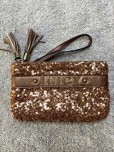 Juicy Couture Y2K Handgelenktasche Handtasche Rosegold Pailletten Glitzer Quasten Reißverschluss Fee - Bild 1 von 15