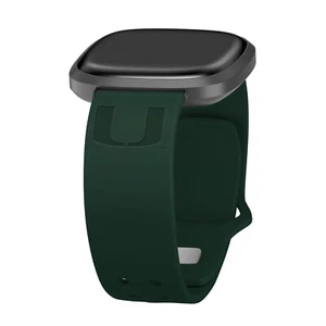 Correa de reloj de silicona grabada Miami Hurricanes para FitBit Versa y Sense - Imagen 1 de 16