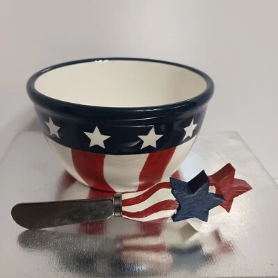 Sonoma Dip Bowl & Spreader Estrellas y Rayas Usado Leer Descripción Completa  Foto 1 de 4