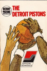 1974-75 DETROIT PISTONS BASKETBALL POCKET SCHEDULE - Picture 1 of 2