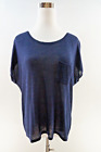 Outback Red Cap Sleeve Knit Blouse w/ See Thru Crochet Back, Size L Dark Blue  