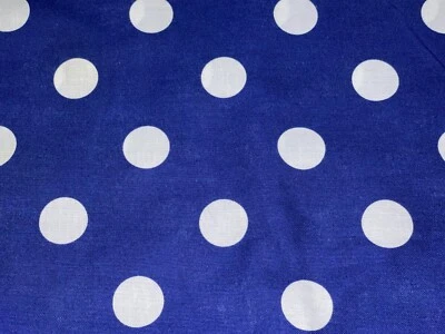 1/2 Yd X 60" Large White Polka Dots on Blue Cotton Quilt Fabric by Cranston BTHY - Image 1 of 3