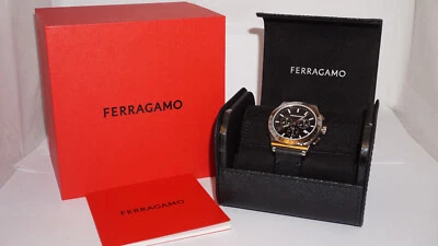 Reloj FERRAGAMO SFKZ00123 1927 Cronógrafo Analógico Esfera Negra Correa Cuero Negro 41mm Foto 1 de 4