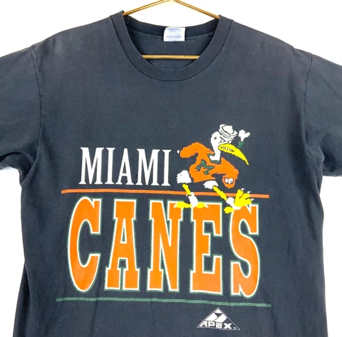 Vintage Miami Hurricanes Apex One T-shirt Large Black Ncaa Football Double Sided Cover