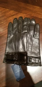Cole Haan soft leather black gloves size L-Touch tips on thumb and index fingers - Picture 1 of 2