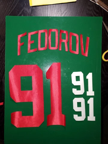 NHL Sergei Federov #91 Detroit Red Wings UNSEWN kit for your own Jersey Cover