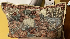 Almohada Tapiz Acento T. Spencer Multicolor Otoño Calabaza Terciopelo Espalda - Imagen 1 de 8