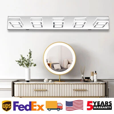 5 Luces 32"" Tocador Luz Cromo Pulido para Baño Espejo Lámpara de Pared Accesorio Foto 1 de 4