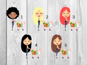Grocery Shopping Cart Girl Planner Stickers- Perfect For Any Planner - Picture 1 of 1