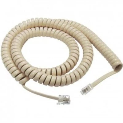 AT&T ATT Spirit 9ft Ash Creme Handset Cord Telephone Base Coil Curly Cord