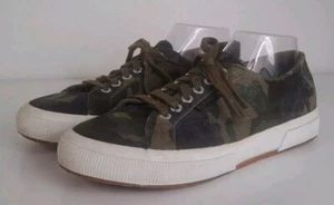 Superga Sneakers Women's Size 9.5 Men's 8 Suede Camouflage Print Lace Up Shoes - Picture 1 of 8