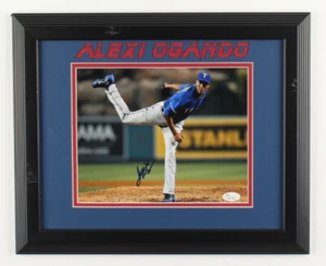 Alexi Ogando Signed Rangers 13.5x16.5 Custom Framed Photo (JSA) - Picture 1 of 5