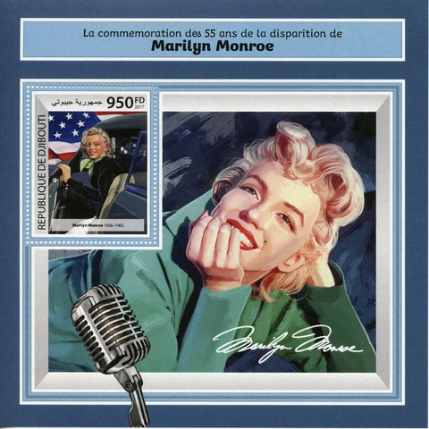 Djibouti Famous People Stamps 2017 MNH Marilyn Monroe Celebrities 1v S/S Cover