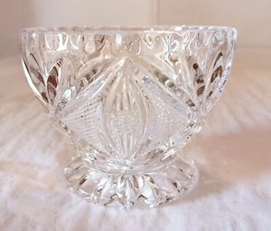 Clear Cut Crystal Glass Compote/Desert Bowl Etched Diamond Pattern Footed No Lid - Picture 1 of 5